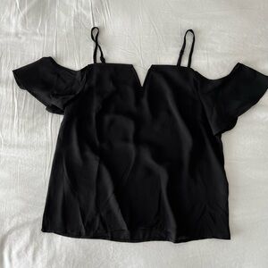 Black V Detail Cold Shoulder Top